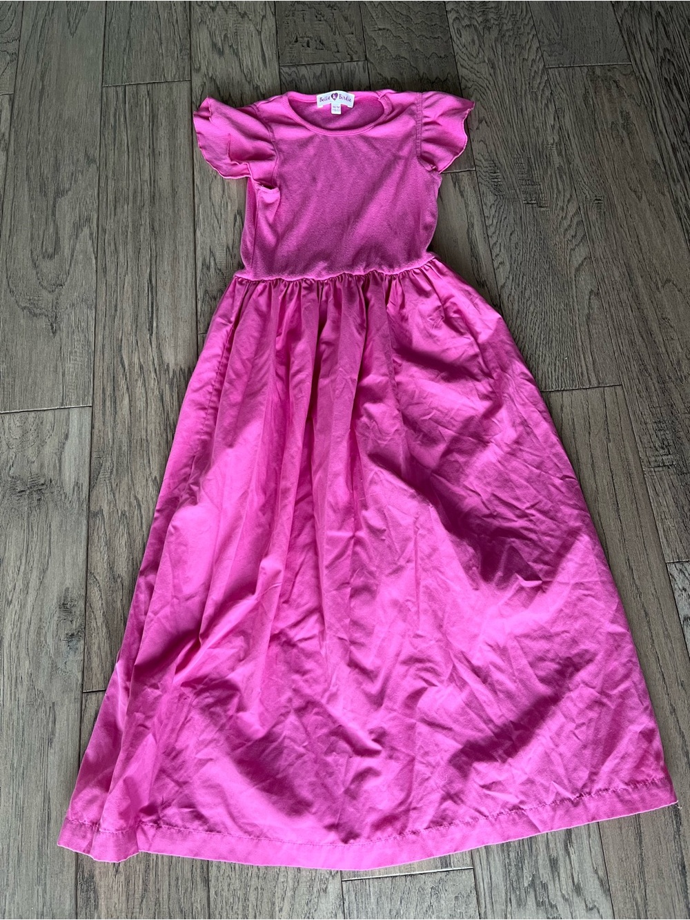 Girls Pink Maxi Dress with Flutter Sleeves